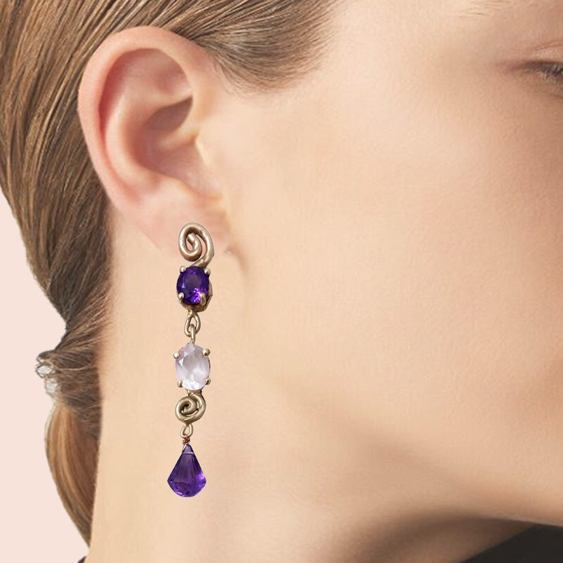 Orecchini quarzi e ametiste