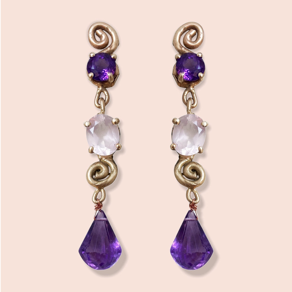 Orecchini quarzi e ametiste