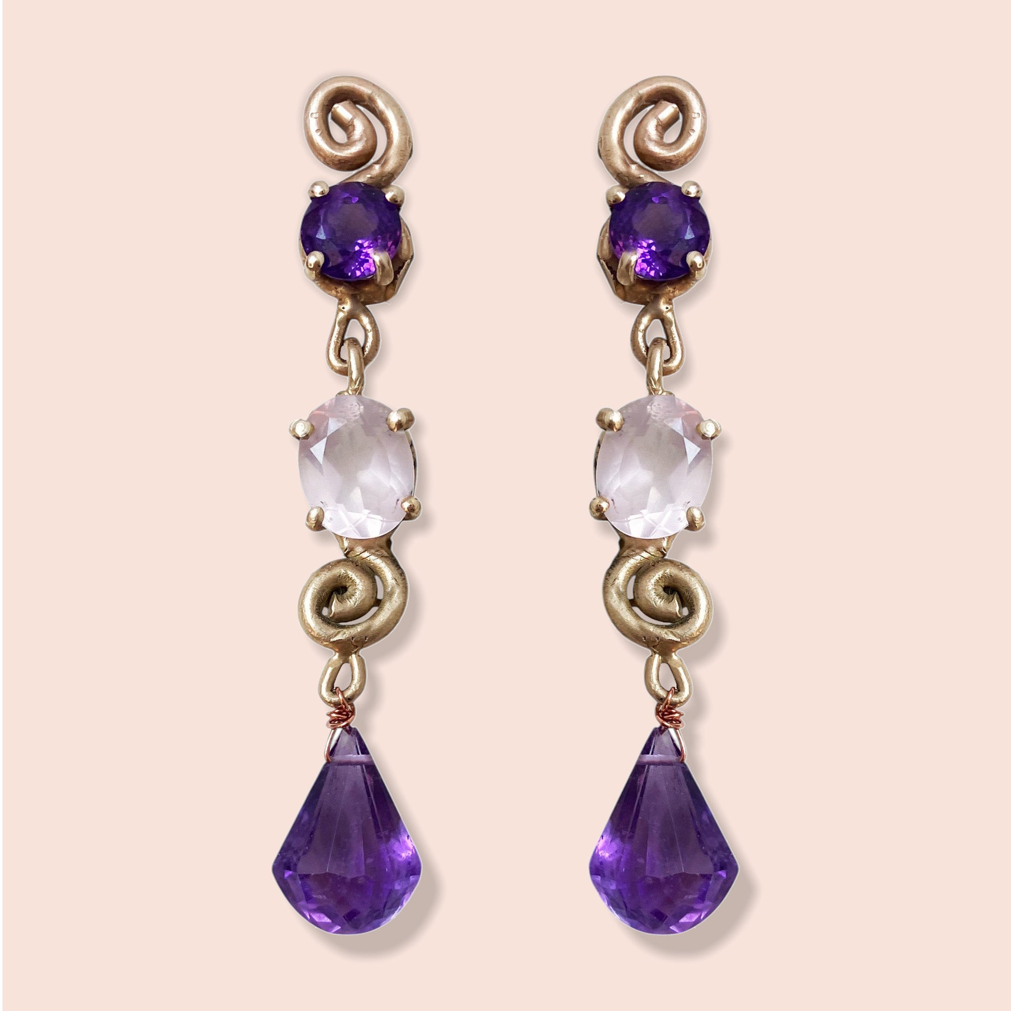 Orecchini quarzi e ametiste